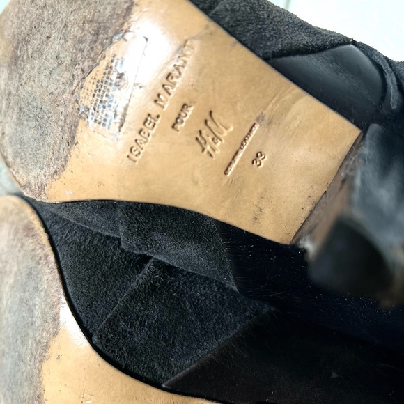PREMIUM! Pre Owned Black Suede Fringe Ankle Boots Isabel Marant x H&M Collab - Picture 5 of 6